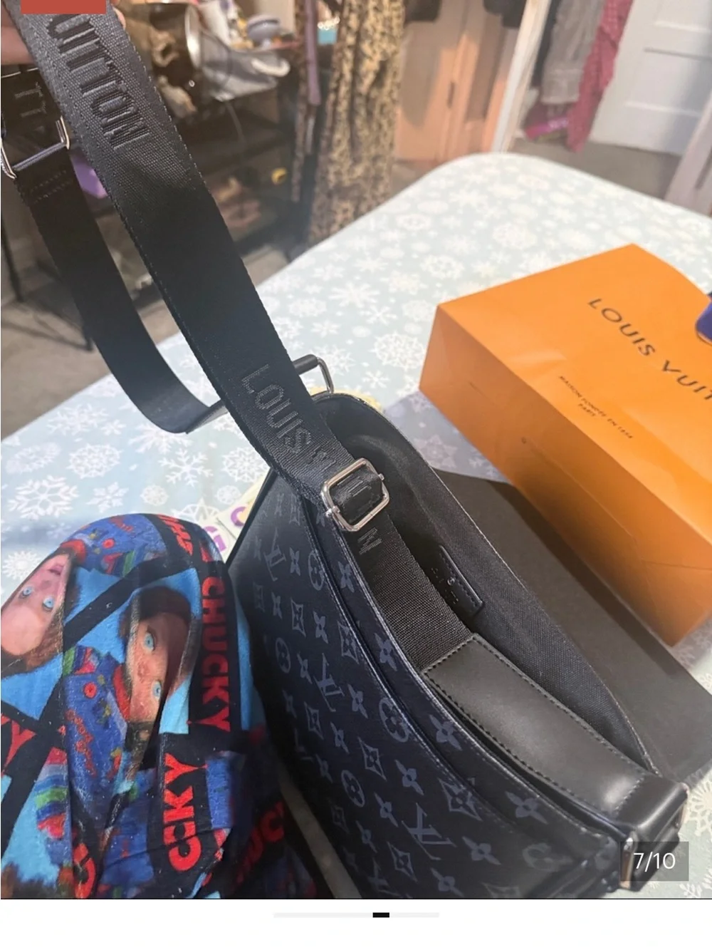 Louis Vuitton Black Monogram Crossbody Messenger Bag